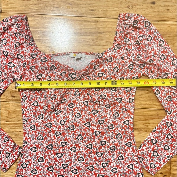 NWOT Boden Sweetheart Jersey Top Long Sleeve Red Floral Pattern Size 8 - Picture 5 of 9